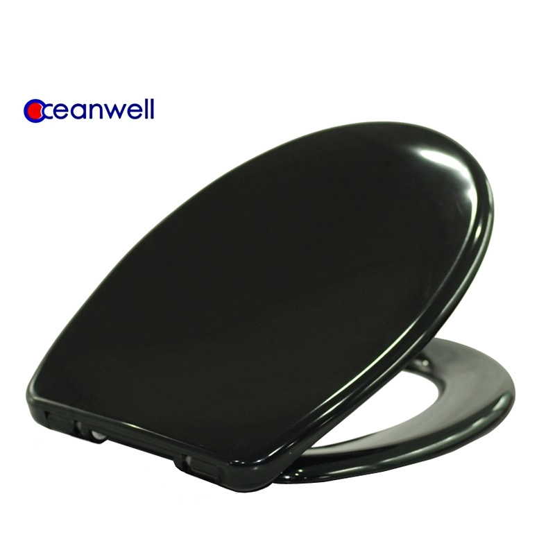 Soft close and Quick Release Toilet Seat Cover in black color design for bathroom