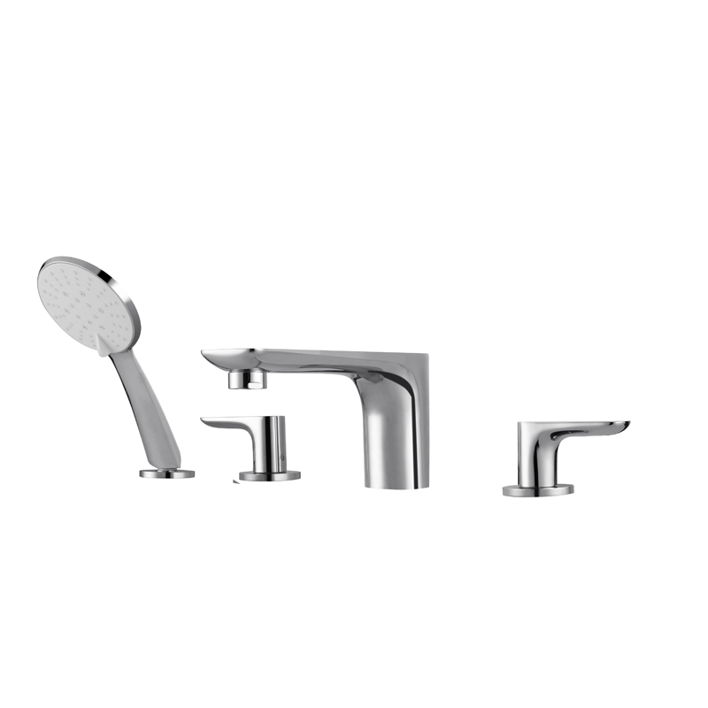 4 hole rim-mounted brass bathtub taps_4_hole_2_handles_matt_black_surface_mounted_brass_bathroom_bathtub_taps_Badewannenarmaturen_Badkraan_NEUNAS_13007