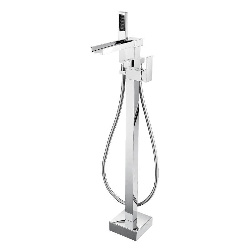 Cube Chrome Freestanding Bath Taps With Shower