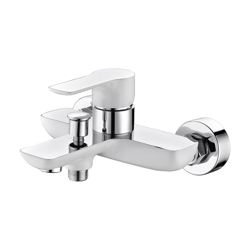 chrome bathroom brass bath taps_white_wall_mounted_brass_bathroom_bath_taps_Badewannenarmaturen_Badkraan_NEUNAS_13552W