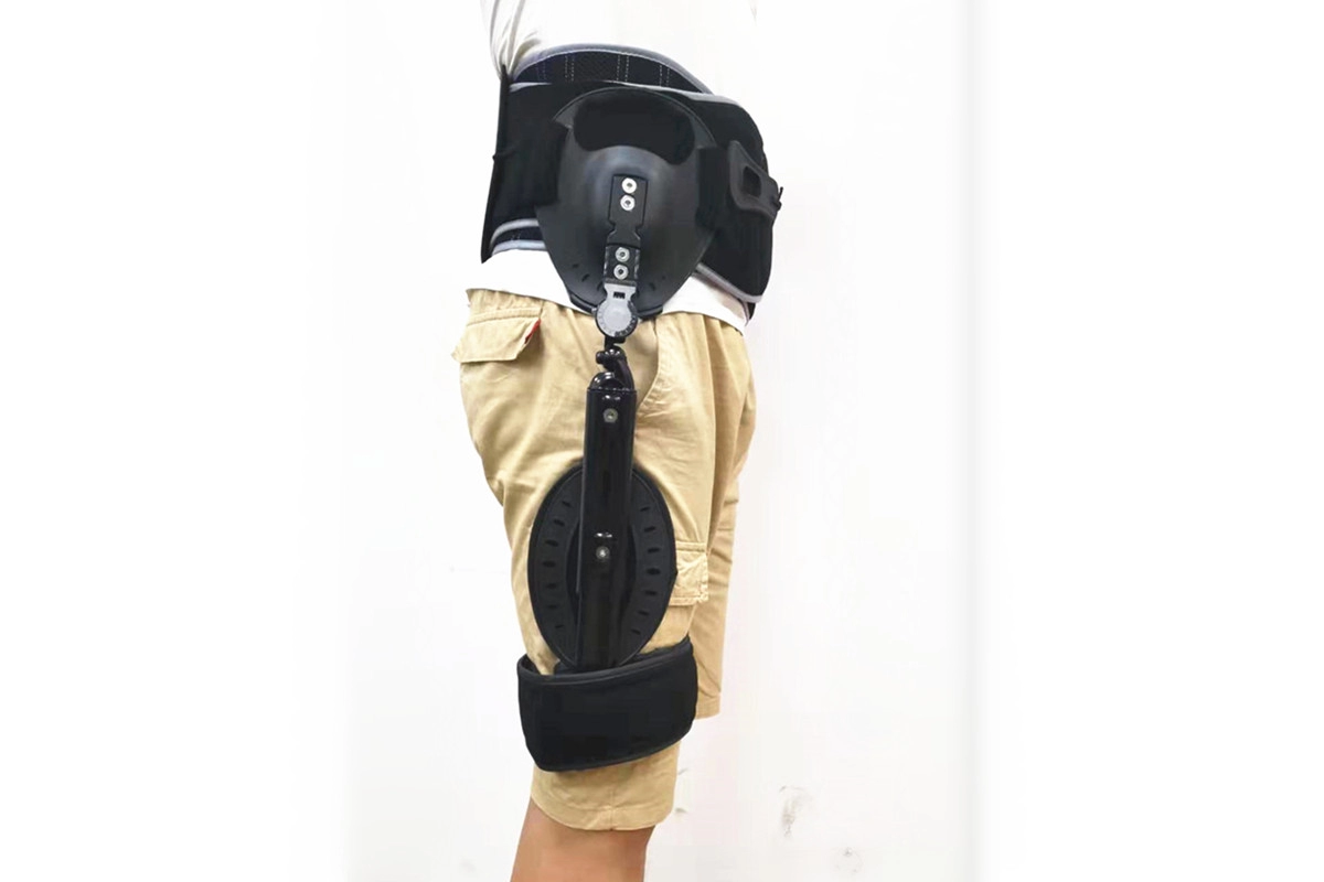 Hinged hip abduction with LSO waist belts  and ROM system for leg thigh braces