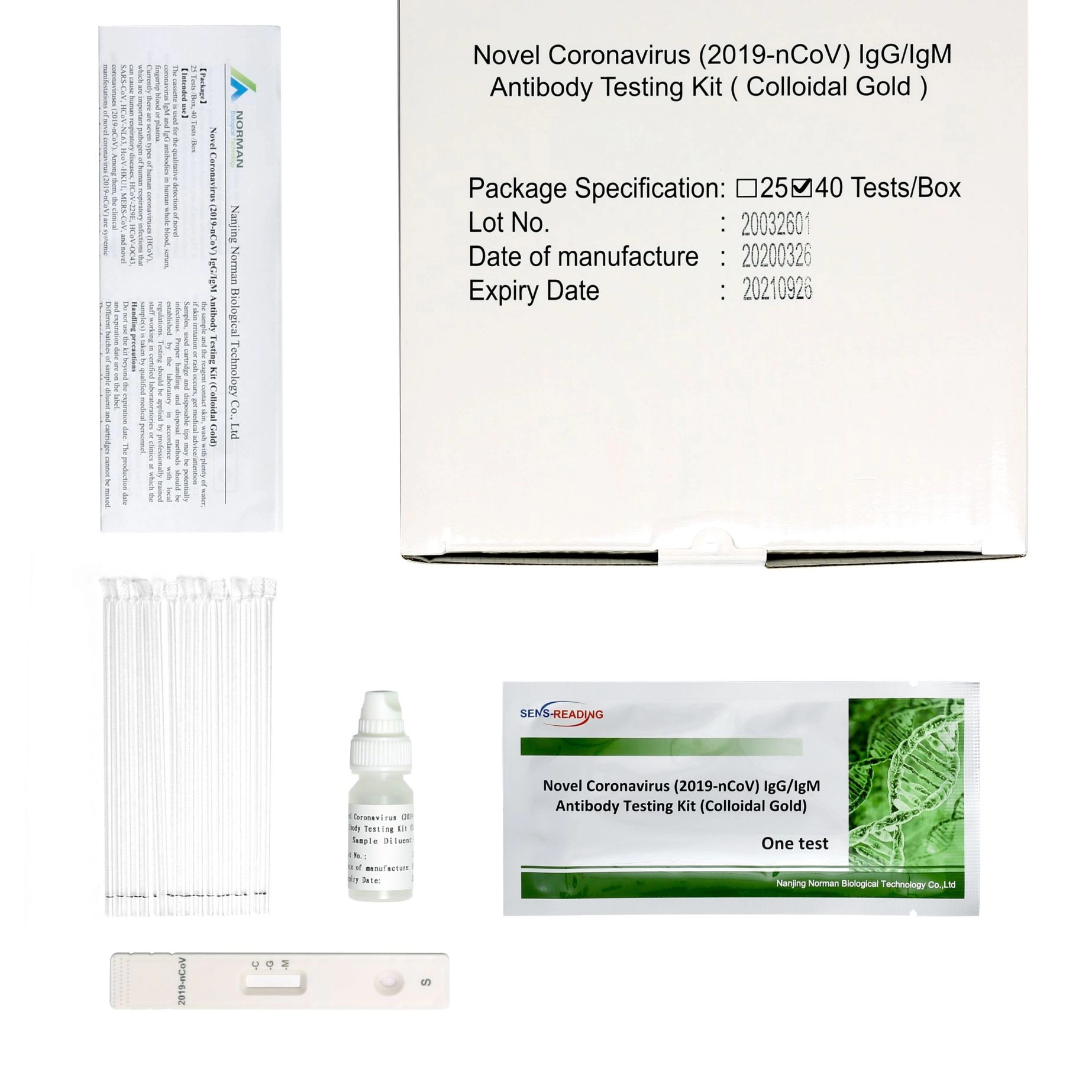 Novel Coronavirus (2019-nCoV) IgG/IgM Antibody Testing Kit (Colloidal Gold)