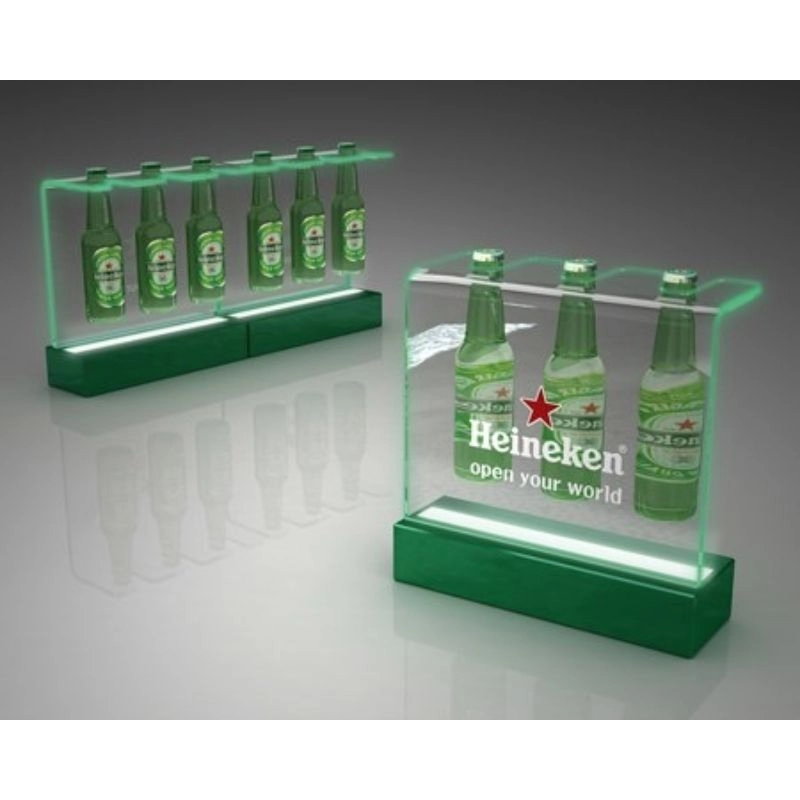 Customized edge lit acrylic led display stand for beer bottle display