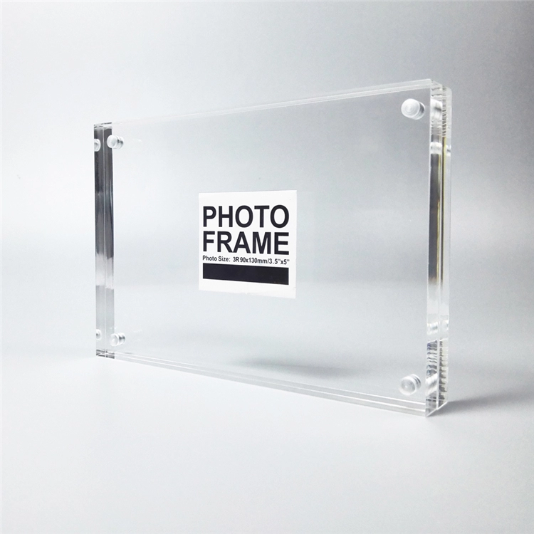 Freestanding double-sided transparent acrylic magnetic photo frame block