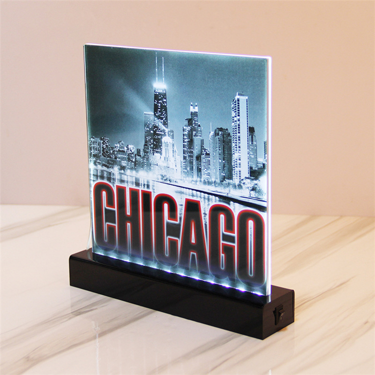 Acrylic display card with LED light can put pictures