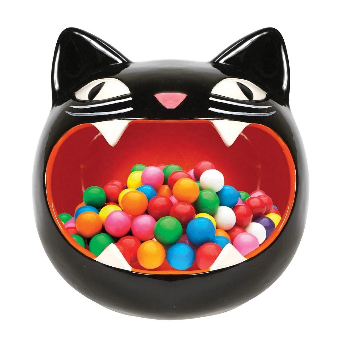 Ceramic Black Cat Candy Bowl Kitty Dish Decoration
