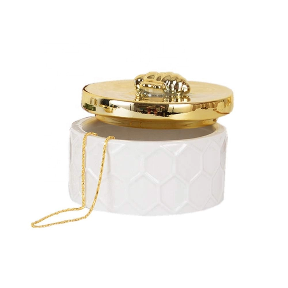 Handmade Ceramic Jewelry Box with Gold Bee Lid