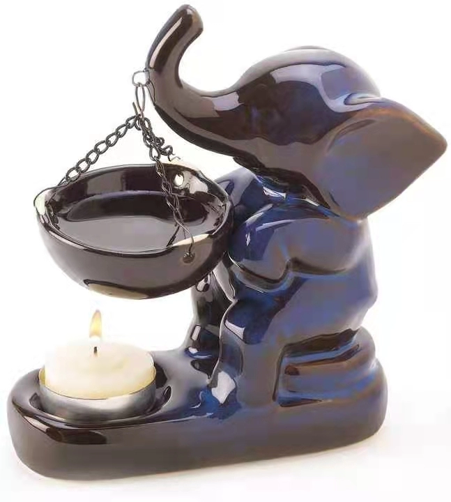 Ceramic Elephant Figure Oil Warmer Candle Holder Decor