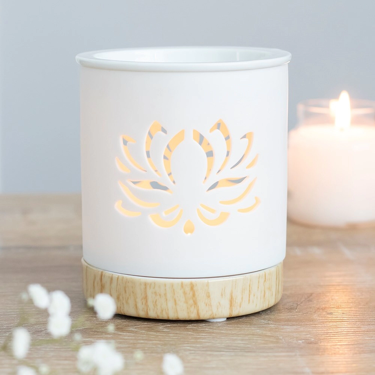 Handmade White Lotus Flower Ceramic Wax Melt Burner