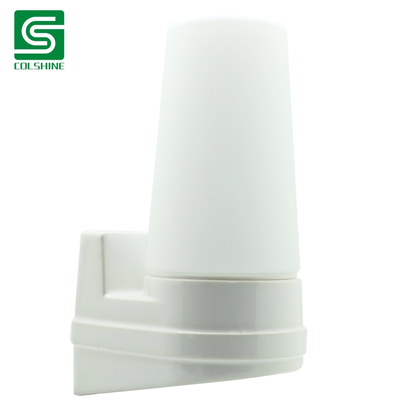 E14 Porcelain Wall Light Fixture with Glass Shade