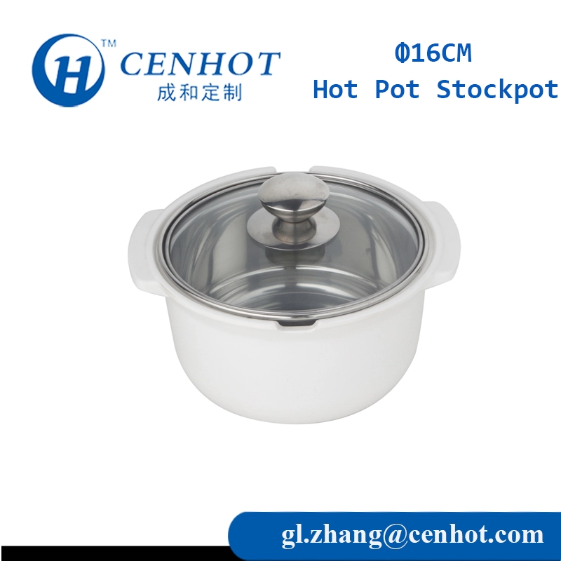 Mini Stainless Steel Soup Pot,Stock Pot With Yellow Melamine Coating - CENHOT