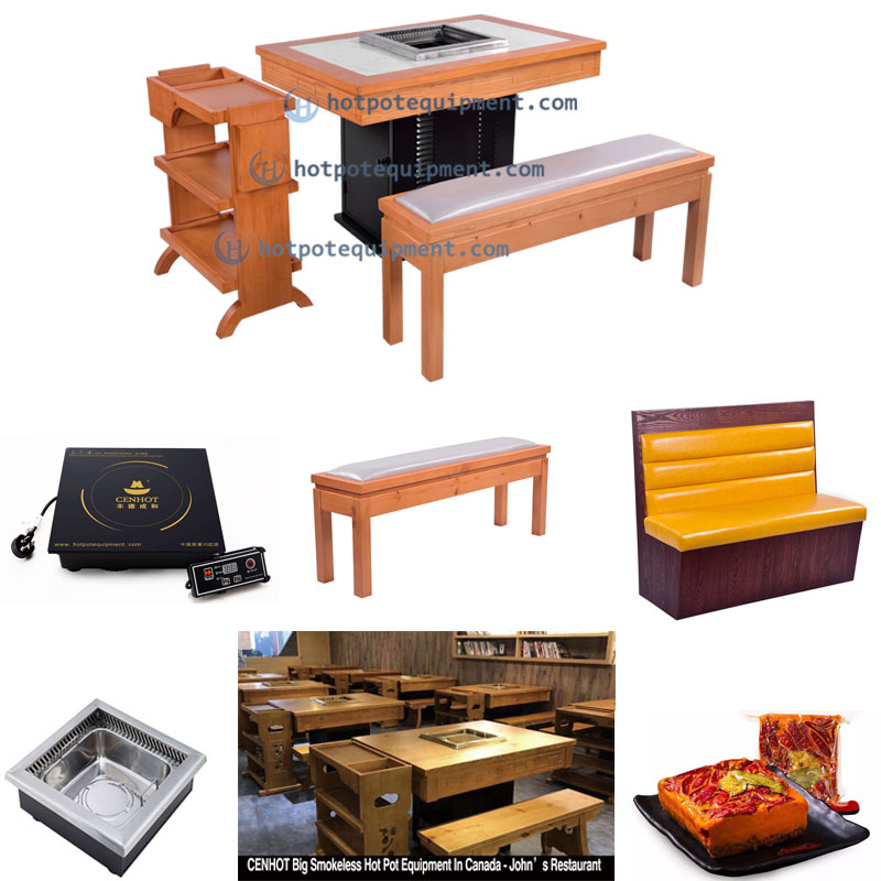 Custom Smokeless Hotpot Table And Chair Set with other hot pot equipment - CENHOT