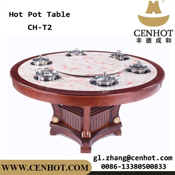 CENHOT Marble Hot Pot Restaurant Dining Table With Induction Cooker