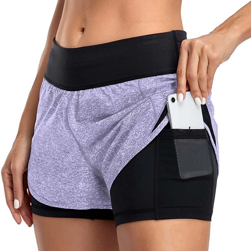Womens Running Shorts with Liner 2 in 1 Athletic Shorts with Pockets Activewear