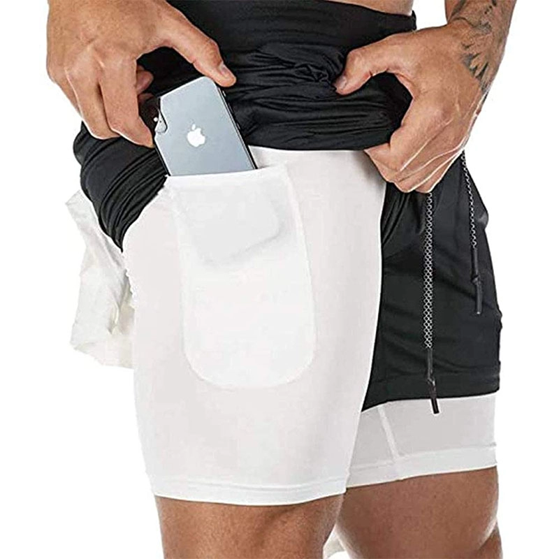 Men 2-in-1 Stealth Shorts 7 Inch Gym Yoga Outdoor Sports Shorts