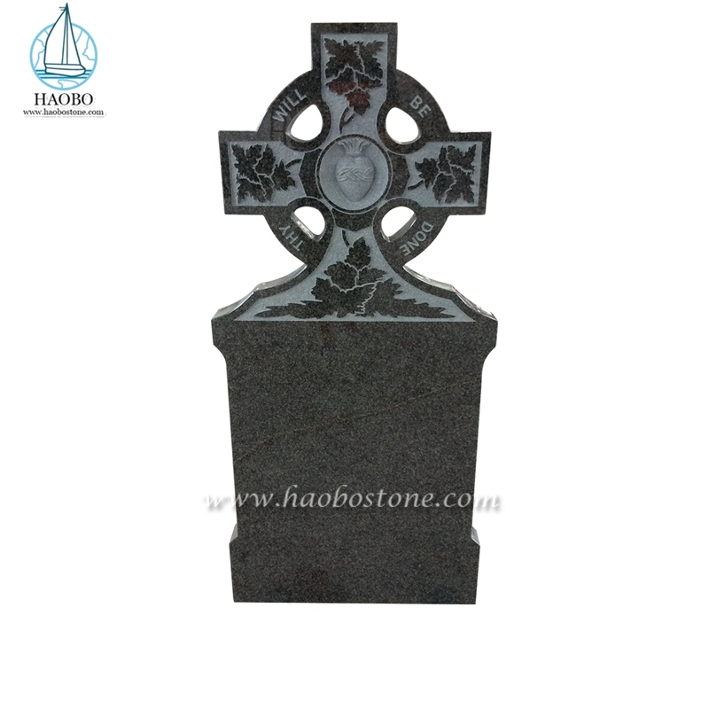 G654 Granite Celtic Cross Carved Funeral Headstone