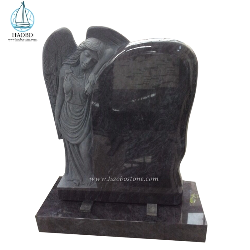 Wholesale Bahama Blue Standing Angel Carved Headstone