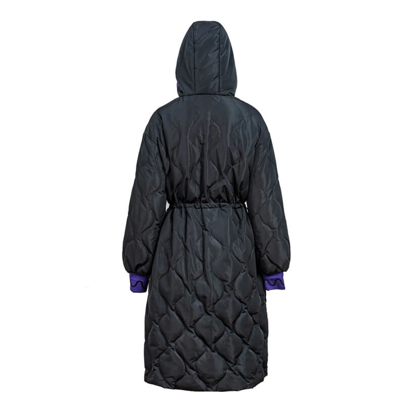 Women's Black Long Thick Quilted Down Parka