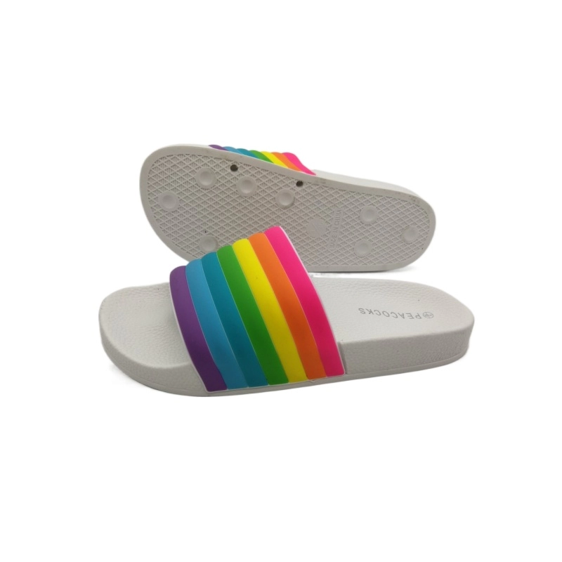 Platform women's rainbow striped EVA slippers