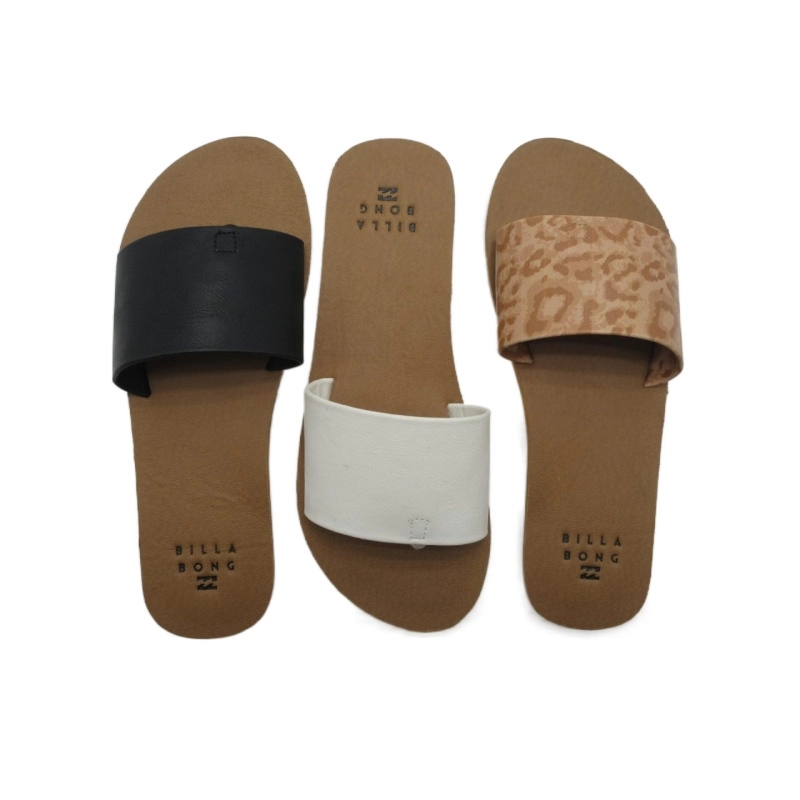 Vegan leather upper open toe flat sandal
