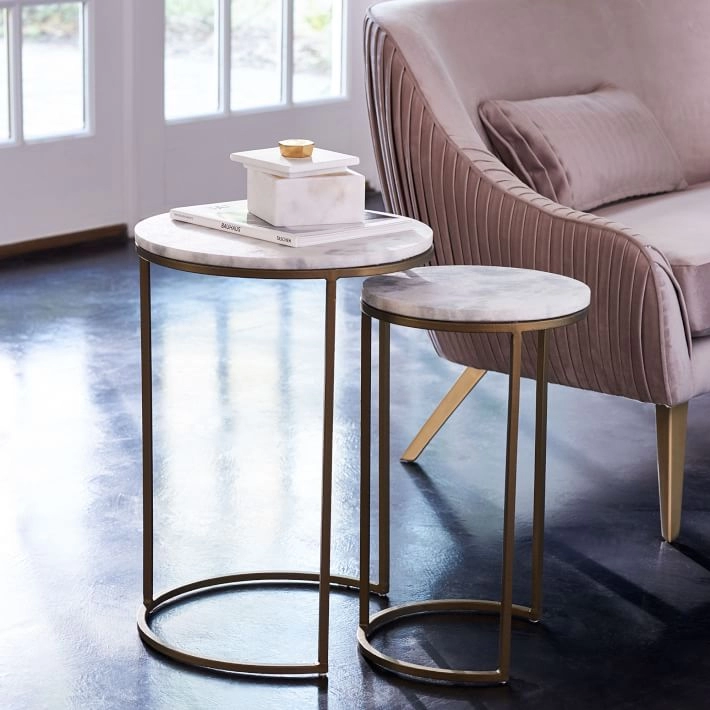 Marble Round Nesting Side Table Set Of 2