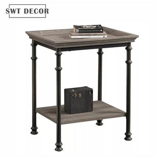 Decorative Side Table with Metal Frame