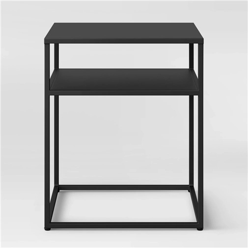 Black Metal Side Table With Shelf
