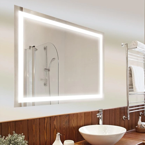 Wall mounted LED light up vanity mirror with demister pad