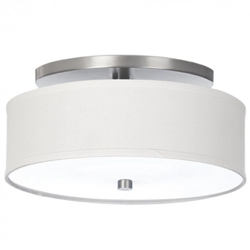 White drum semi flush mount light fixture