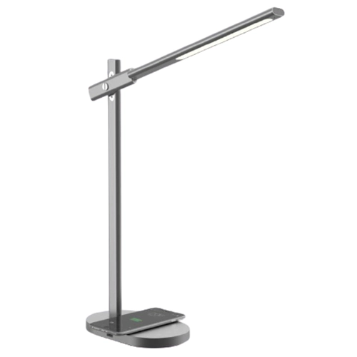 Dark grey dimmable LED desk lamp with wireless charging