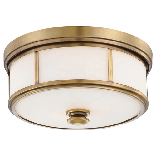 Modern opal glass brass flush mount light fixture