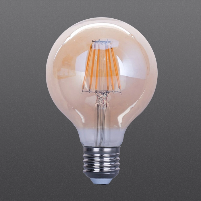 LED filament bulbs G80 Amber color 4W 6W 8W