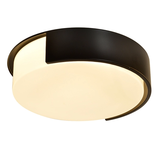White frosted glass shade black flush mount