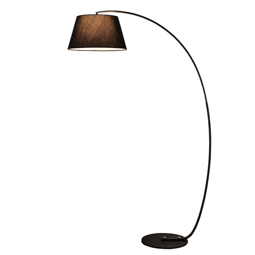 Large black arc floor lamp