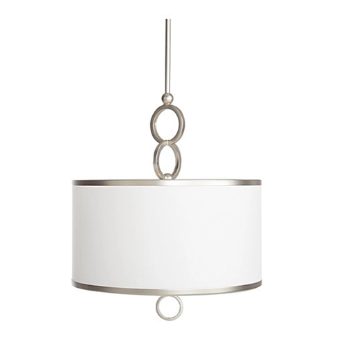 1 Light brushed nickel white drum pendant light