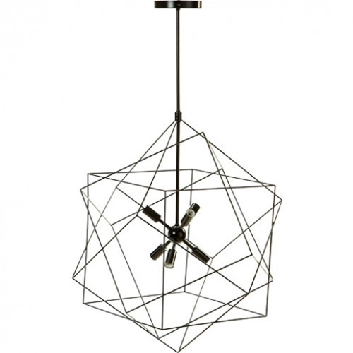 Modern black geometric cage pendant light