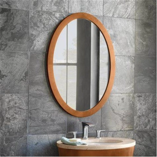 Light oak wood framed bathroom mirror