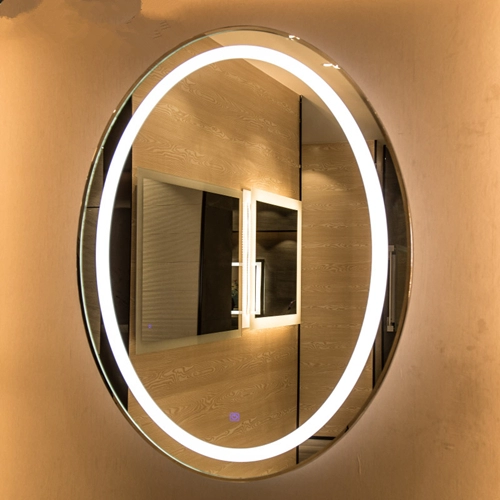 Oval LED mirror with touch sensor