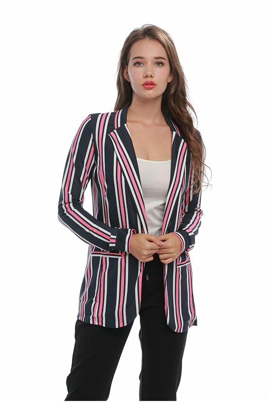 New Fashion Striped Casual Long Sleeve Ladies' Suits Women's Blazer