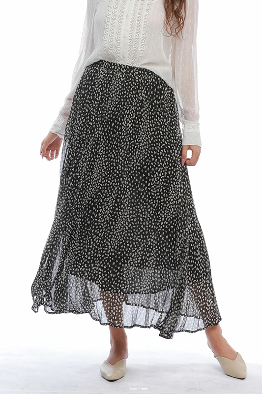 Women's Long Chiffon A-Line Casual Dot Print Skirts