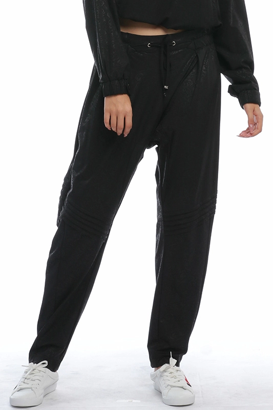 OEM Manufacturer Loose Elastic High Waist Polyamide Spandex Stylish Black Floral Coating Ladies Pencil Pants Casual Women's Jogger