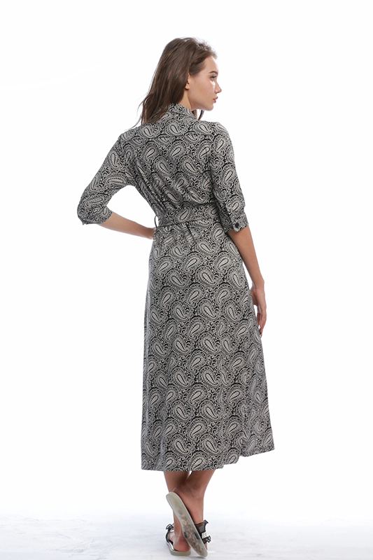 Polyamide Spandex Half Sleeves Mid-Calf Loose Printed Elegant Ladies' Women's Casual Dresses