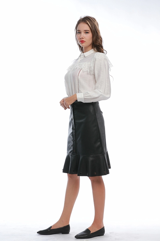 Fashion Design High Waist Pu Leather A-Line Skirts