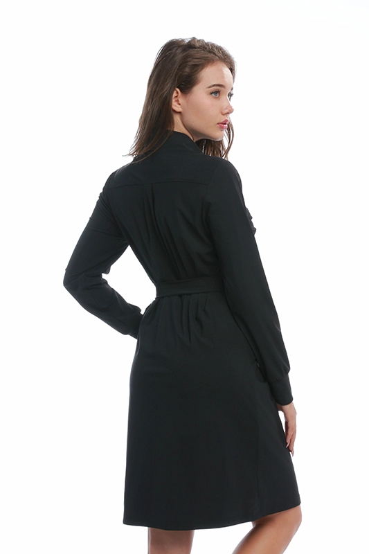 Ladies Clothing Manufacturer​ Polyamide Elastane Solid Knee Length Women's Shirt Dress