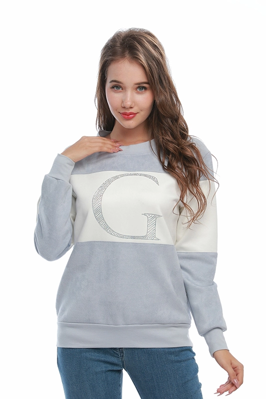 Casual Color block Long Sleeve Crew Neck Womens Pullover