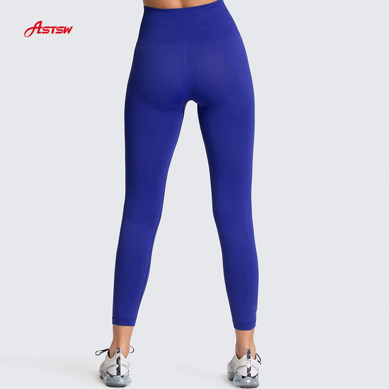 women blue seamless leggings