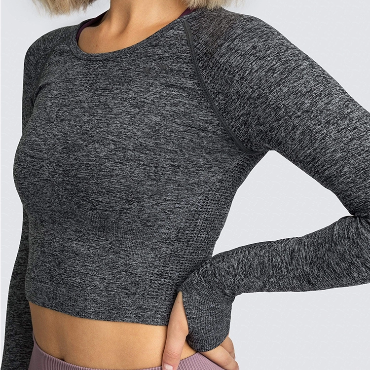 Ribbed Sleeves Lightweight Seamless Crops Tops