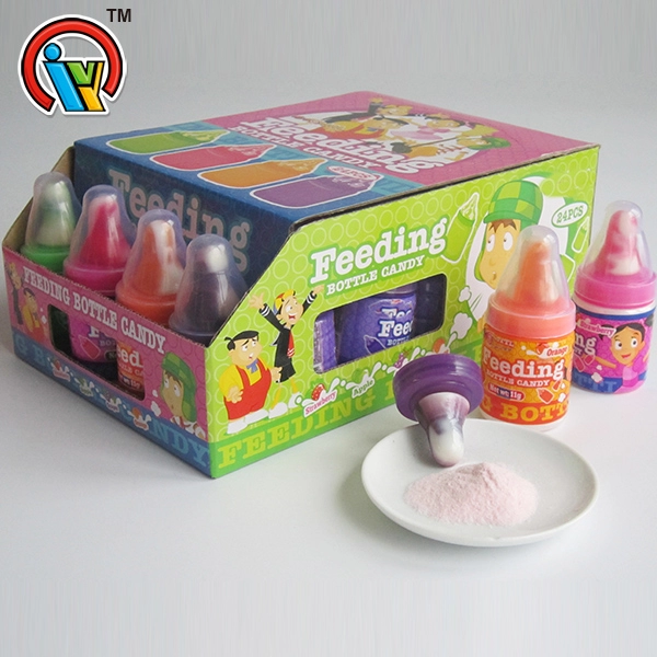 lollipop candy with powder candy in feeding bottle
