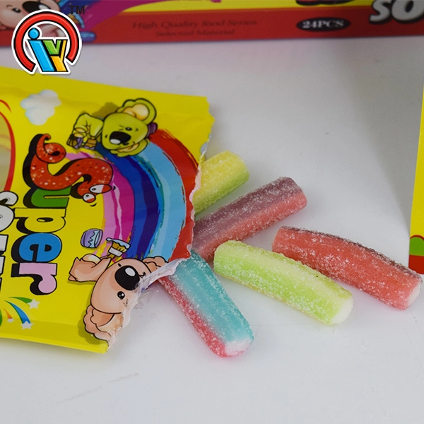 Colorful sour sweet gummy stick candy