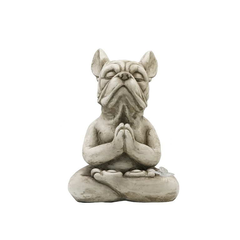 meditating french bulldog statue